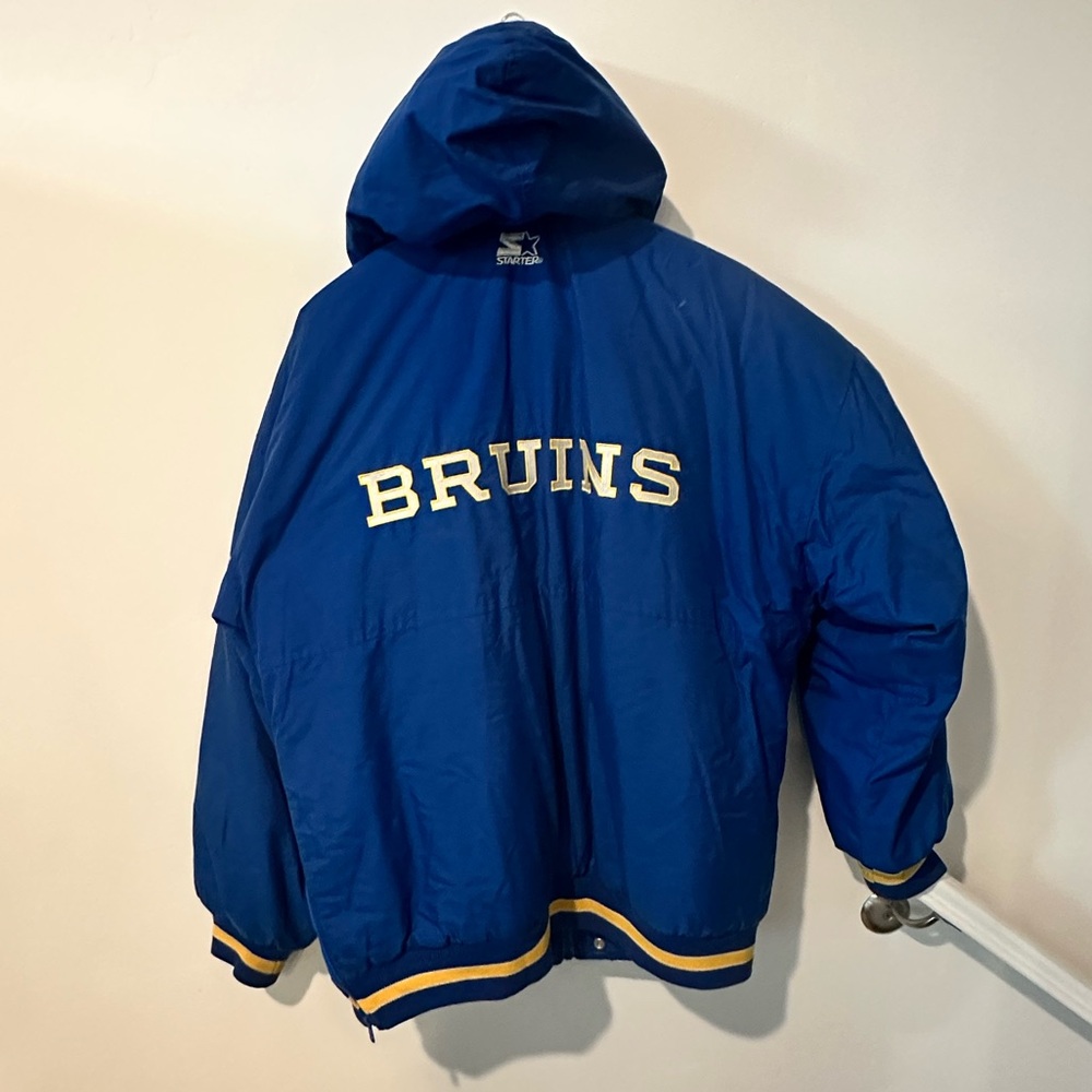 STARTER Blue Hooded Jacket with Yellow Accents - UCLA Bruins Starter Bomber Jack